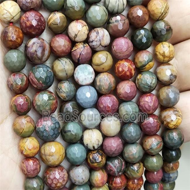 Natural Picasso Creek Jasper Beads Red Faceted Round