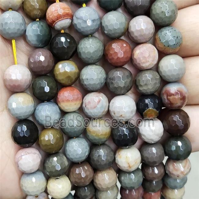 Natural American Picture Jasper Faceted Round Multicolor