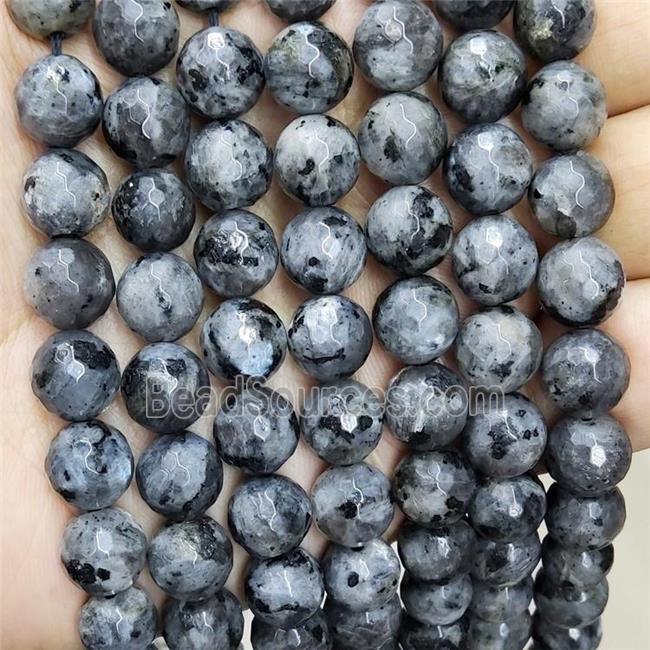 Natural Black Labradorite Beads Faceted Round Larvikite