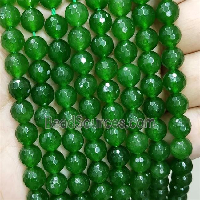 Green Taiwan Jade Beads Faceted Round