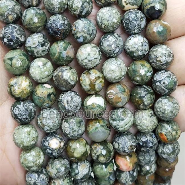 Green Rhyolite Beads Faceted Round