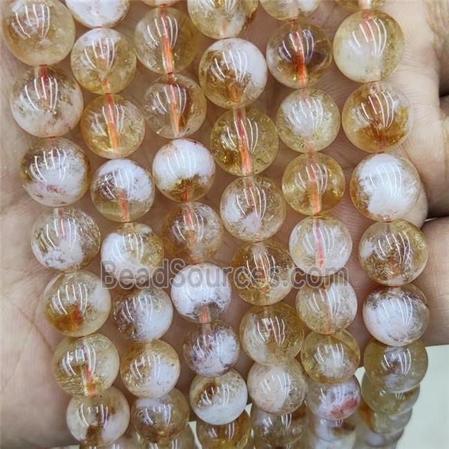 Natural Citrine Beads Yellow Smooth Round B-Grade