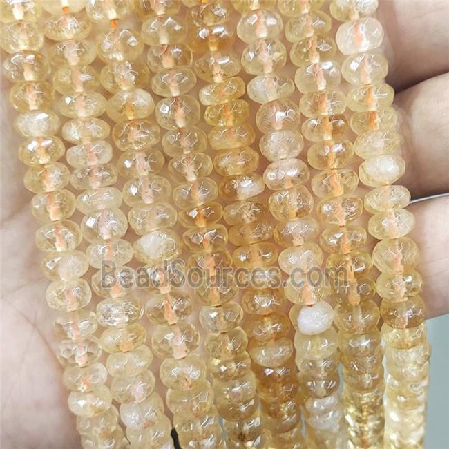 Natural Citrine Beads Faceted Rondelle Yellow