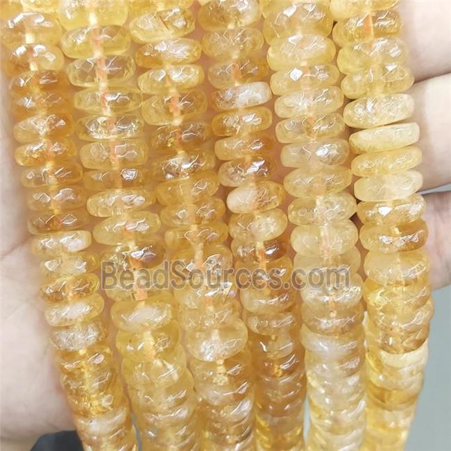 Natural Citrine Beads Faceted Rondelle Yellow