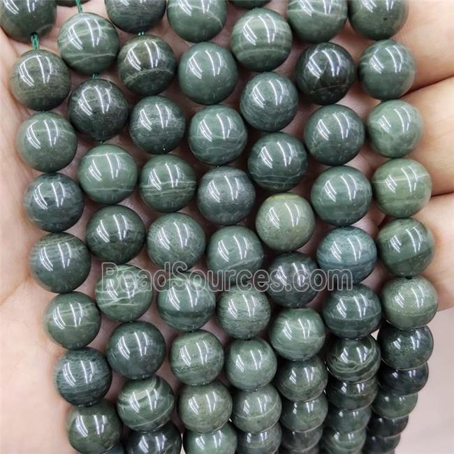 Green Agate Beads Dye Stripe Smooth Round