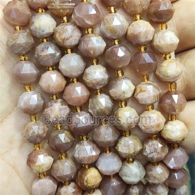 Natural Peach Sunstone Beads Cut Rondelle