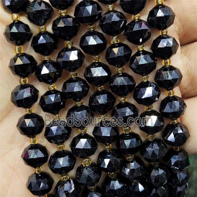 Natural Black Tourmaline Beads Cut Rondelle