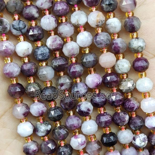 Natural Plum Blossom Tourmaline Beads Cut Rondelle