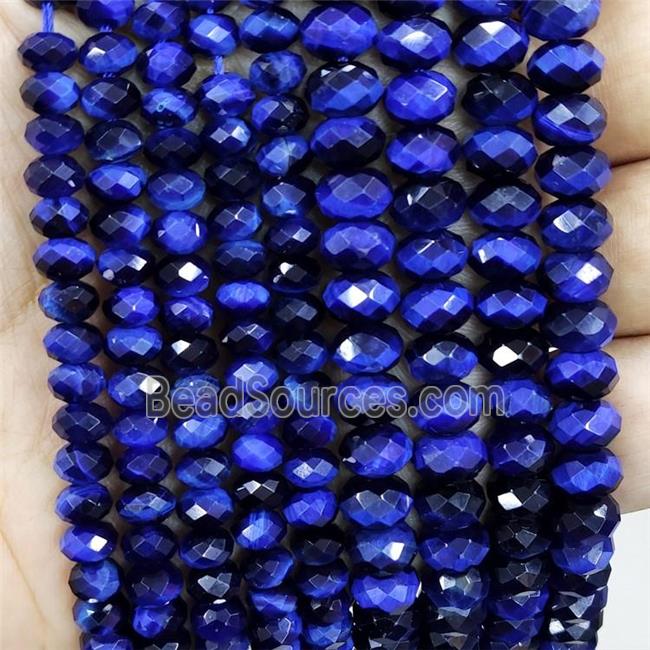 Darkblue Tiger Eye Stone Beads Faceted Rondelle Dye