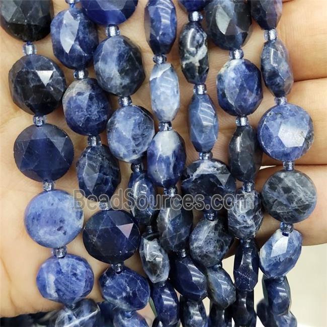 Natural Blue Sodalite Beads Faceted Circle