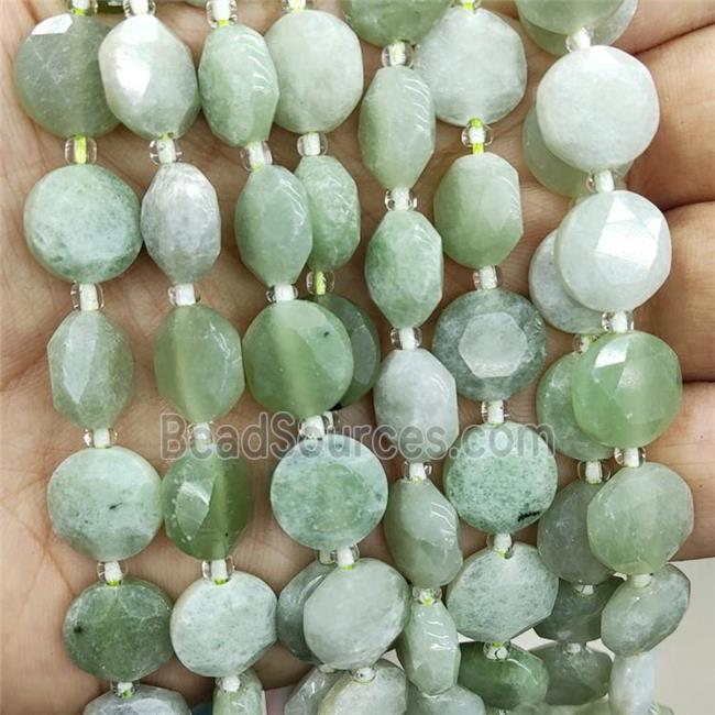 New Mountain Jade Beads Green Faceted Coin