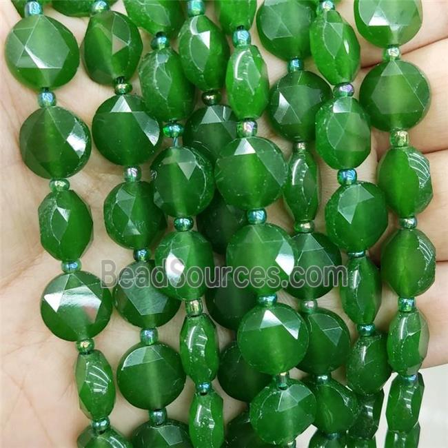 New Jade Beads Green Dye Faceted Circle