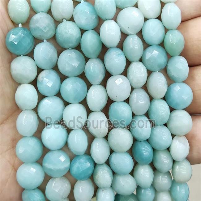 Natural Blue Amazonite Beads Faceted Circle