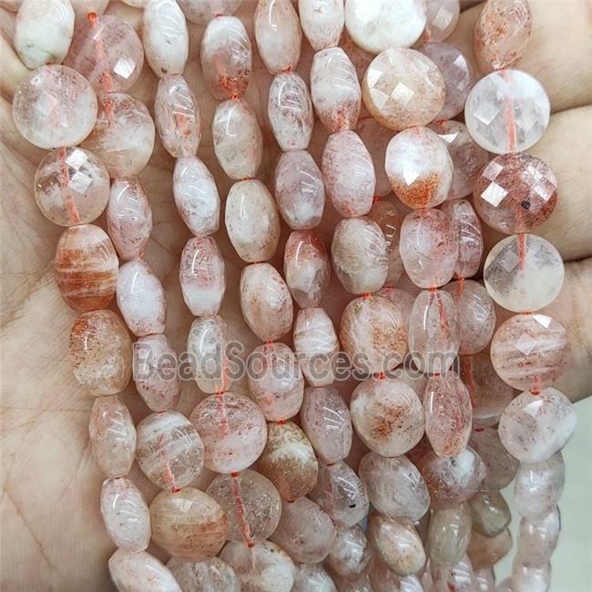 Natural Peach Sunstone Beads Faceted Circle