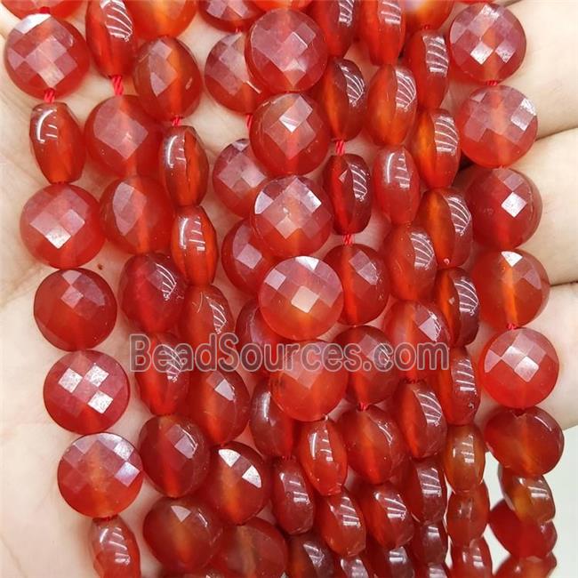 Natural Agate Beads Red Dye Faceted Circle