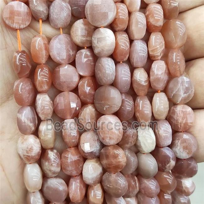 Natural Peach Sunstone Beads Faceted Circle