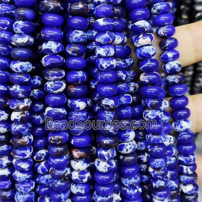 Synthetic Imperial Jasper Beads Smooth Rondelle Royal Blue