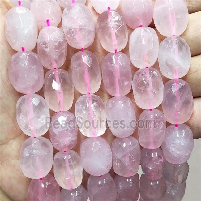 Natural Pink Rose Quartz Nugget Beads Freeform Faceted