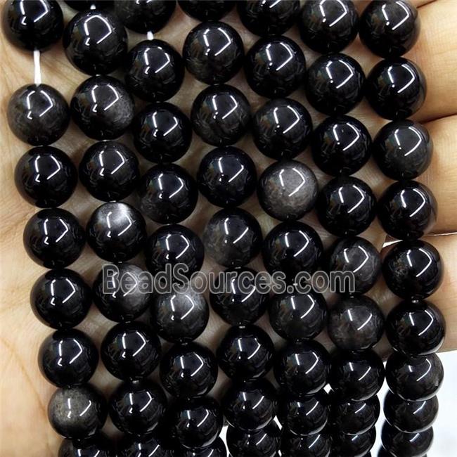 Natural Silver Obsidian Beads Smooth Round AA-Grade