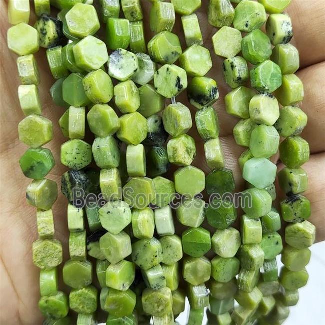 Olive Australian Chrysoprase Beads Hexagon