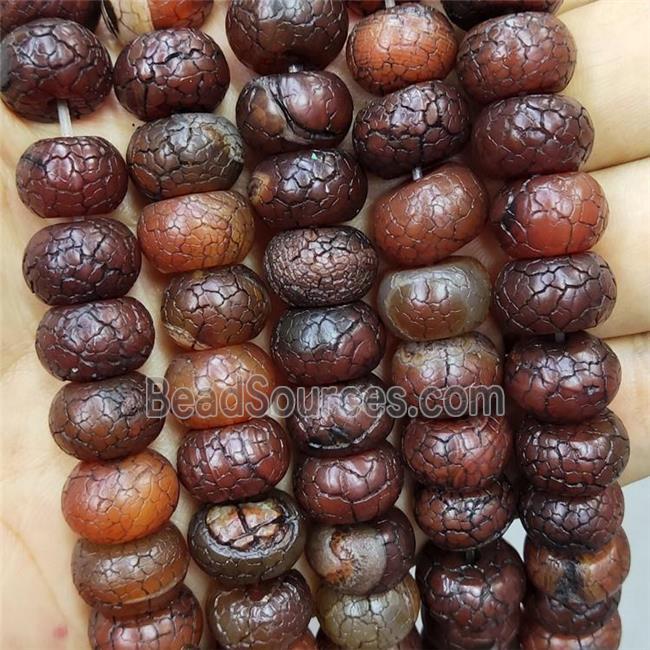 Crackle Agate Beads Snakeskin Rondelle Red