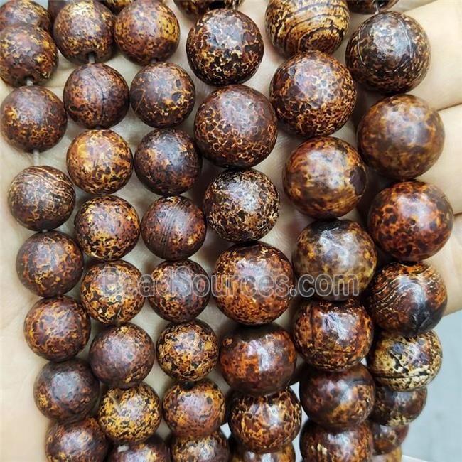 Natural Agate Beads Oakskin Brown Dye Smooth Round