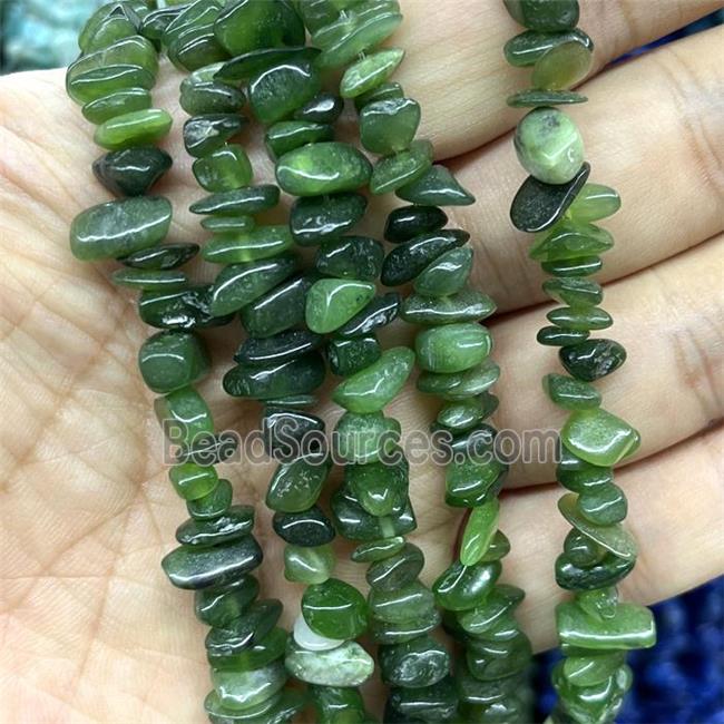 Green Jadeite Chip Beads Freeform