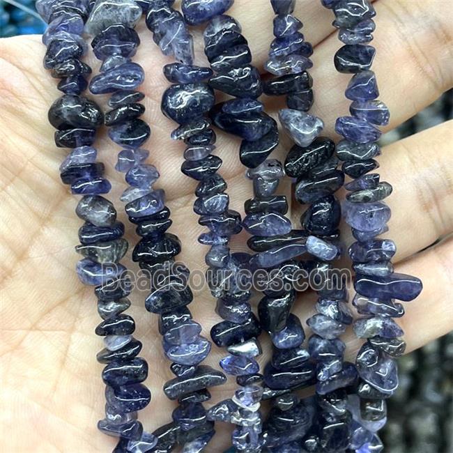 Natural Iolite Beads Chip Freeform Inkblue