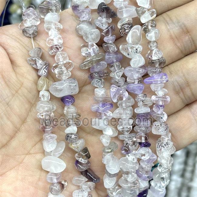 Purple Phantom Quartz Chips Beads Freeform