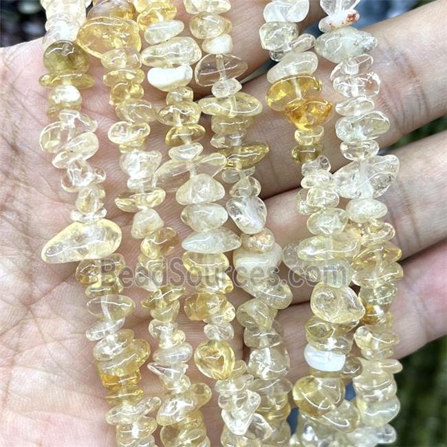 Natural Citrine Chips Beads Yellow Freeform