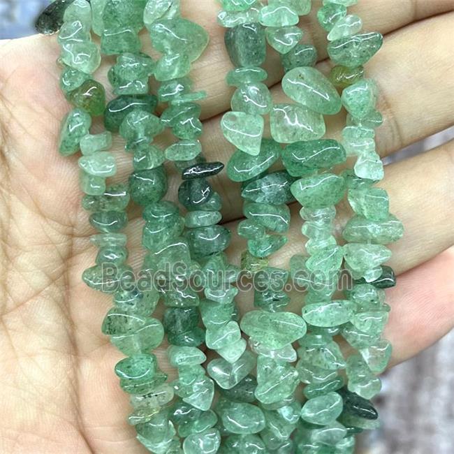 Natural Green Strawberry Quartz Chips Beads Freeform