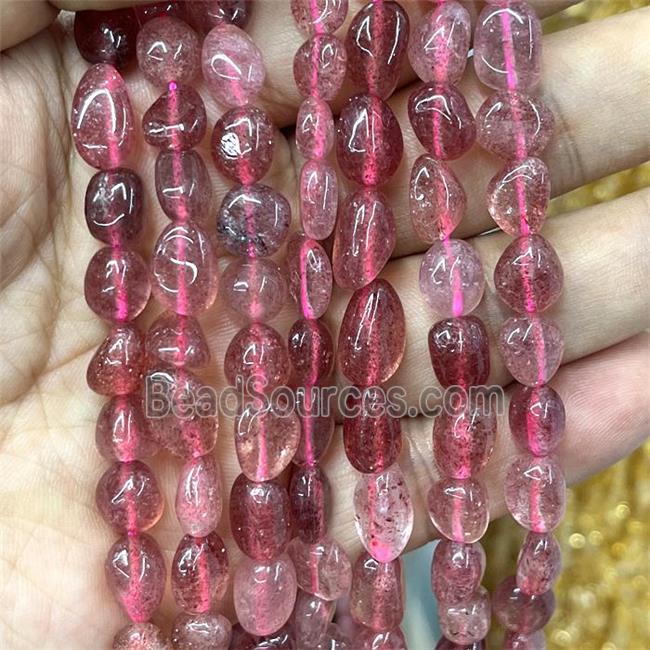 Natural Pink Strawberry Quartz Chips Beads Freeform