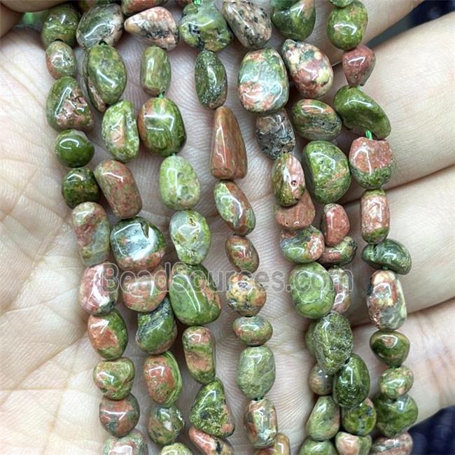 Natural Unakite Chips Beads Green Freeform