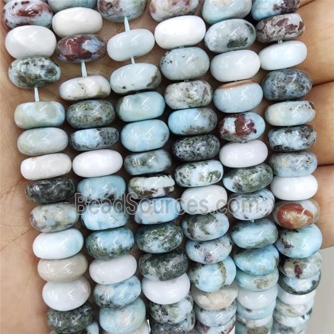 Natural Larimar Beads Smooth Rondelle B-Grade