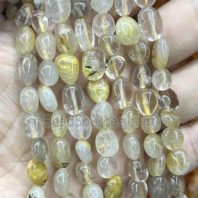 Natural Gold Rutilated Quartz Chips Beads Freeform