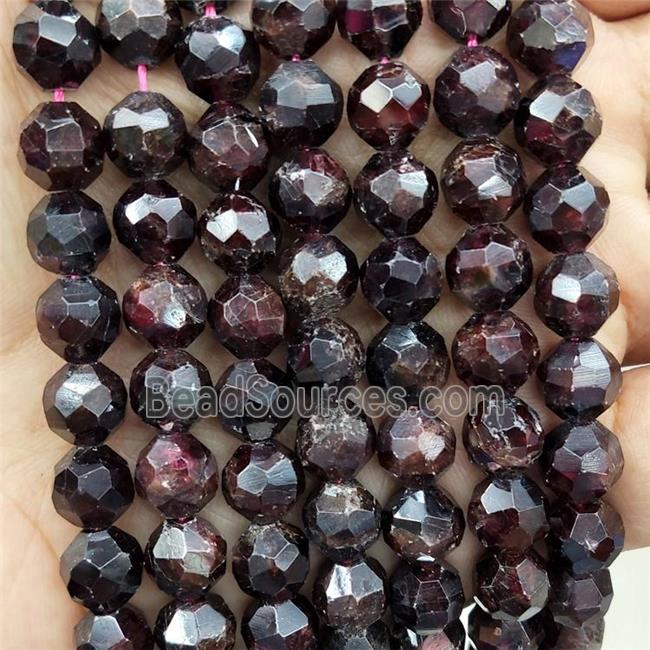 Natural Garnet Beads Cut Round DarkRed