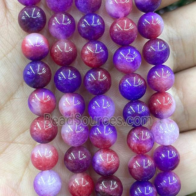 Dichromatic Jade Beads Purple Red Dye Smooth Round