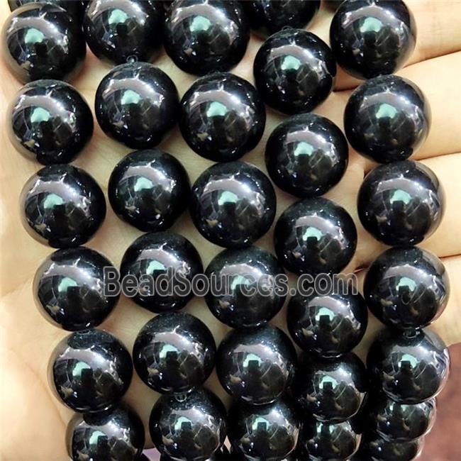 Natural Black Obsidian Beads Smooth Round