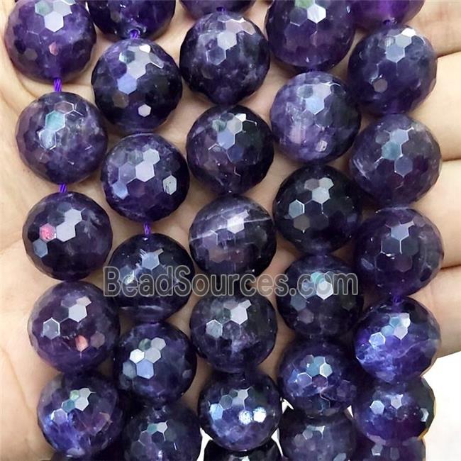 Natural Amethyst Beads DeepPurple Faceted Round