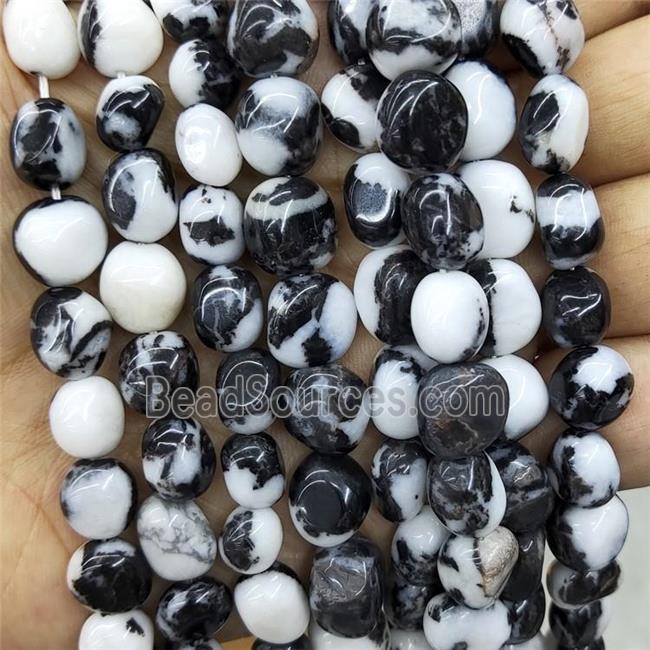 Natural White Black Zebra Jasper Beads Chip Freeform