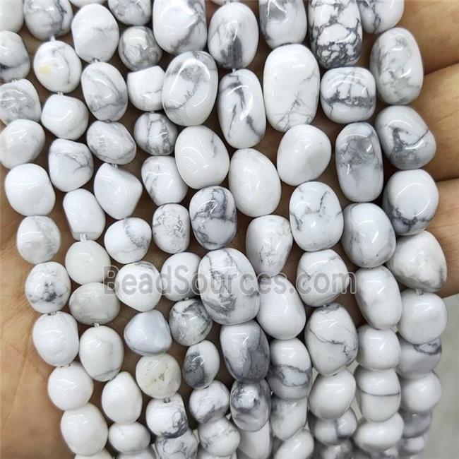 Natural White Howlite Turquoise Chips Beads Freeform Polished