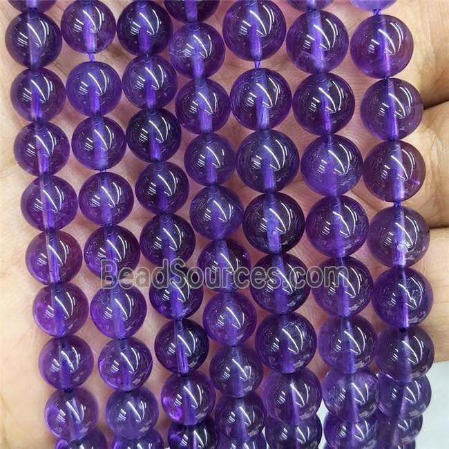 Natural Amethyst Beads Purple Smooth Round AA-Grade