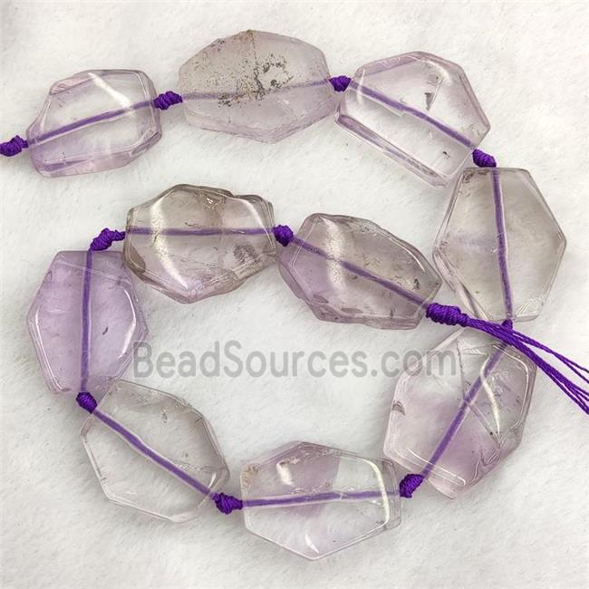 Natural Amethyst Slice Beads Ltpurple Freeform