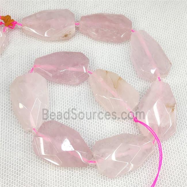 Natural Rose Quartz Teardrop Beads Pink