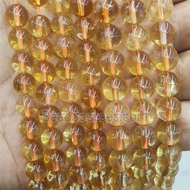 Natural Citrine Beads Yellow Smooth Round A-Grade