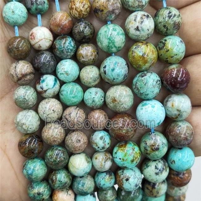 Natural Peruvian Turquoise Beads Green Smooth Round