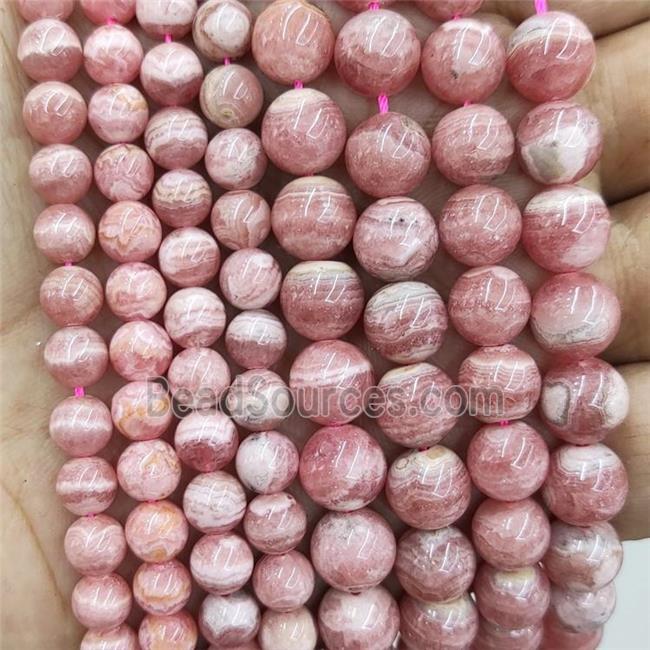 Natural Argentina Rhodochrosite Beads Pink Smooth Round