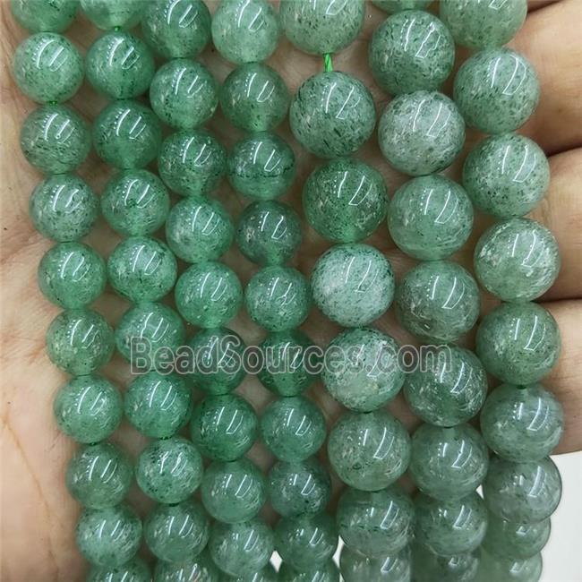 Natural Green Strawberry Quartz Beads Smooth Round