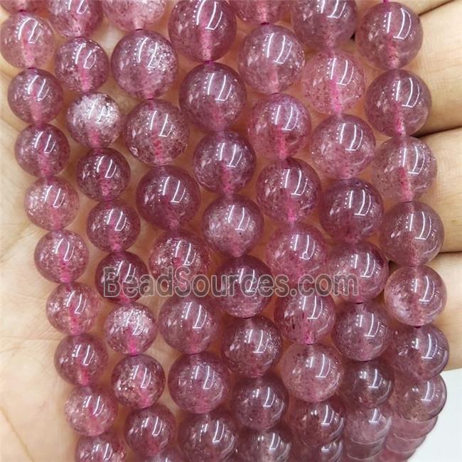 Natural Pink Strawberry Quartz Beads Smooth Round