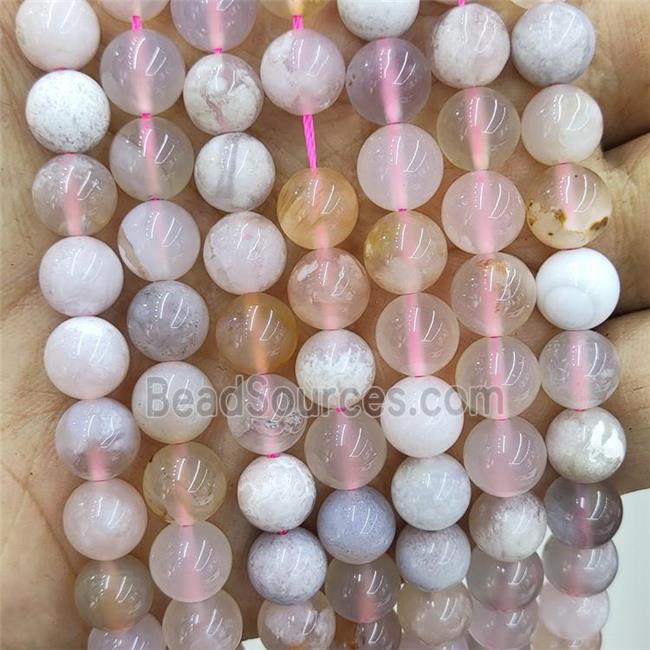 Natural Sakura Cherry Agate Beads Smooth Round